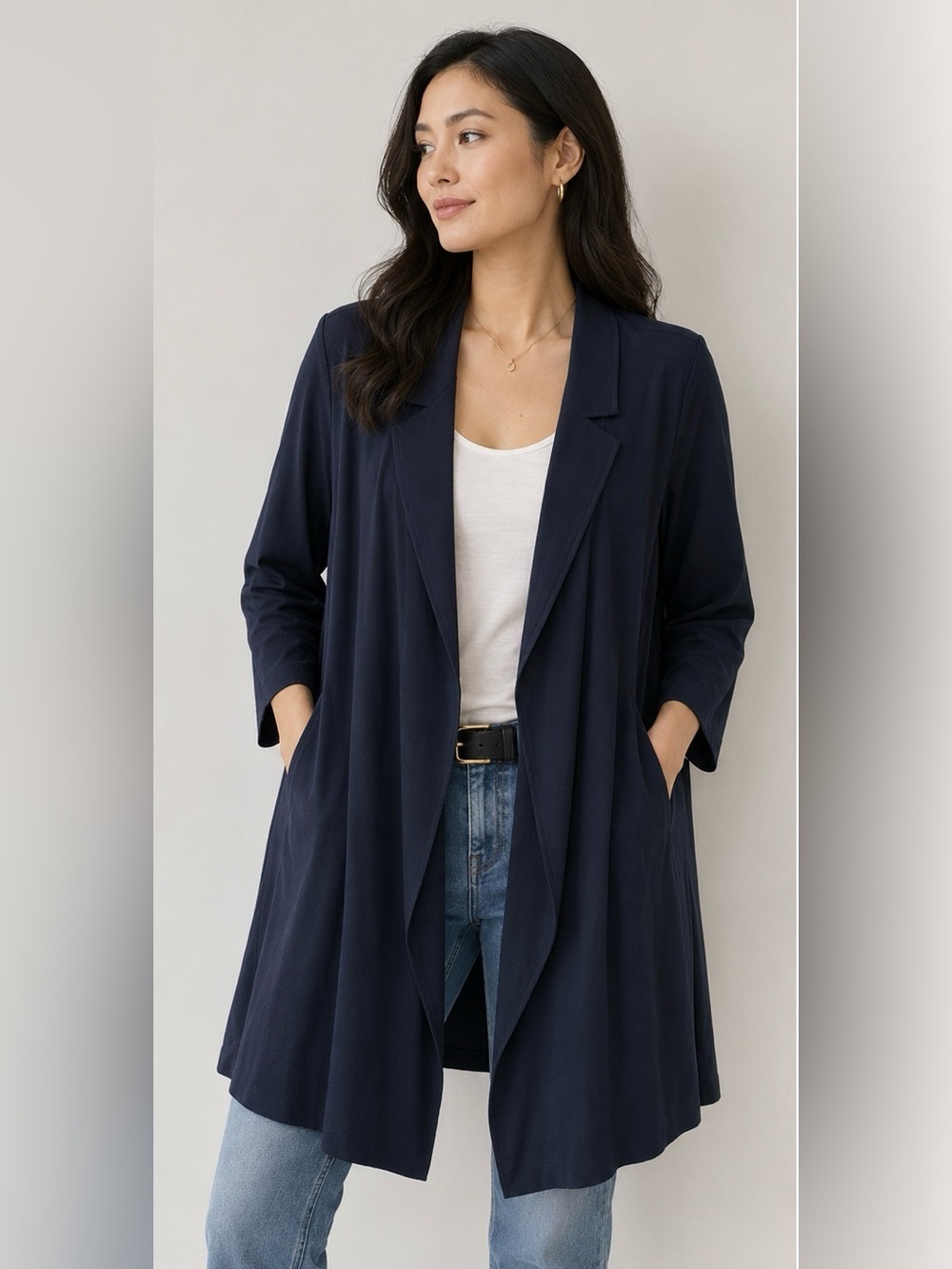 J. Jill Wearever Collection Open Front Knit Jacket/Cardigan XL Black